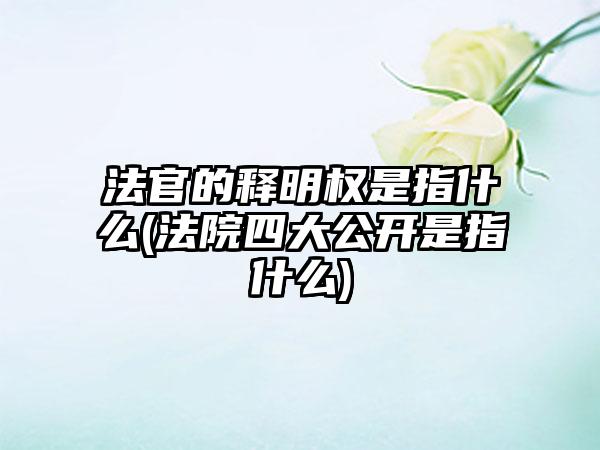 法官的释明权是指什么(法院四大公开是指什么)