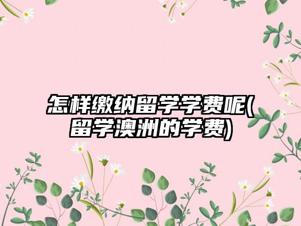 怎样缴纳留学学费呢(留学澳洲的学费)