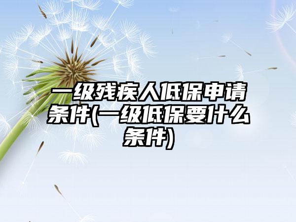 一级残疾人低保申请条件(一级低保要什么条件)