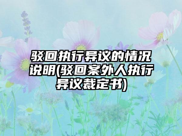 驳回执行异议的情况说明(驳回案外人执行异议裁定书)