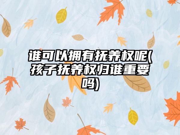 谁可以拥有抚养权呢(孩子抚养权归谁重要吗)