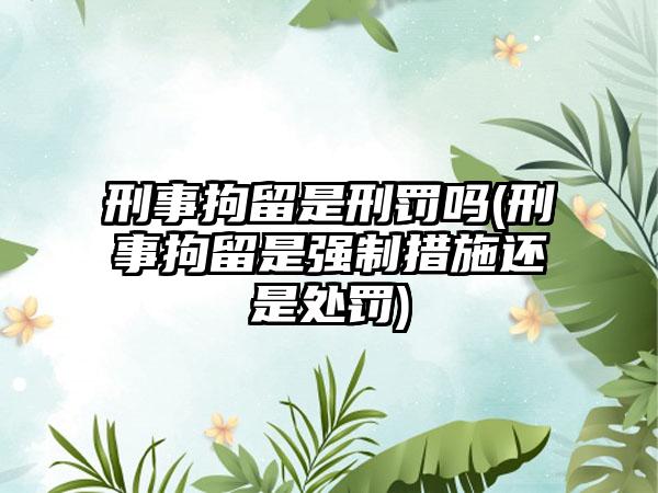 刑事拘留是刑罚吗(刑事拘留是强制措施还是处罚)