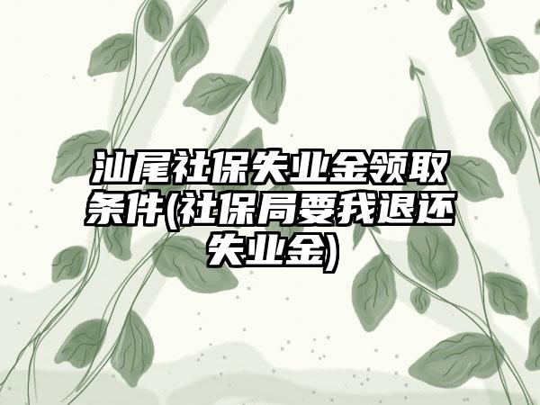 汕尾社保失业金领取条件(社保局要我退还失业金)