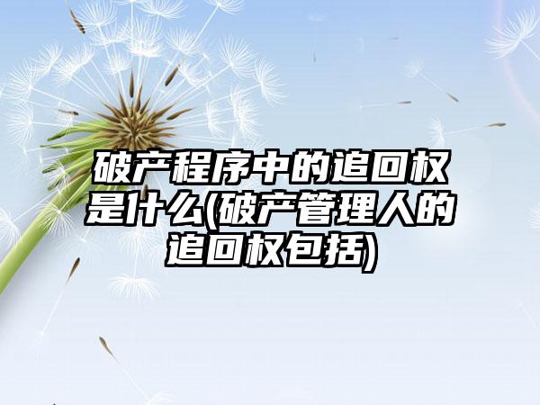 破产程序中的追回权是什么(破产管理人的追回权包括)