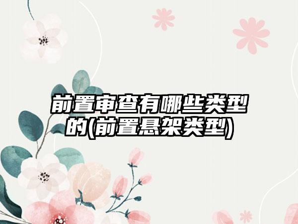 前置审查有哪些类型的(前置悬架类型)