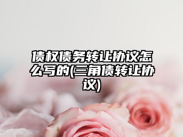 债权债务转让协议怎么写的(三角债转让协议)
