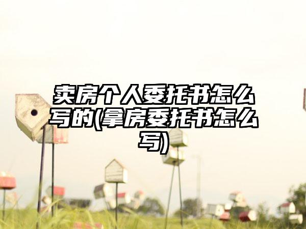 卖房个人委托书怎么写的(拿房委托书怎么写)