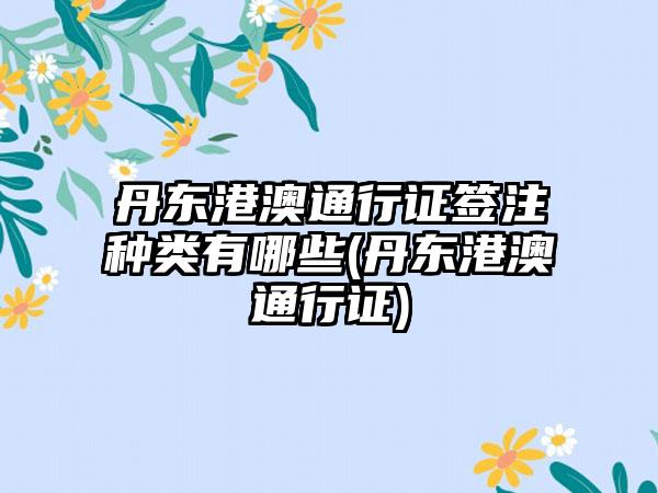 丹东港澳通行证签注种类有哪些(丹东港澳通行证)