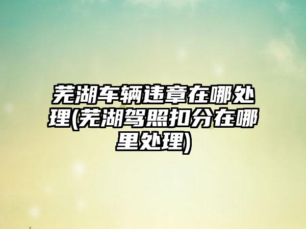 芜湖车辆违章在哪处理(芜湖驾照扣分在哪里处理)