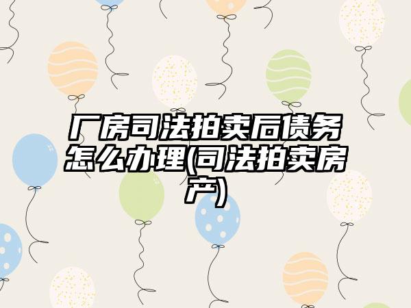 厂房司法拍卖后债务怎么办理(司法拍卖房产)