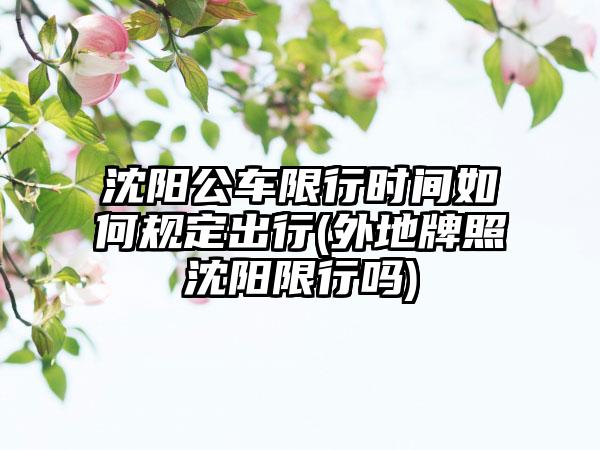 沈阳公车限行时间如何规定出行(外地牌照沈阳限行吗)