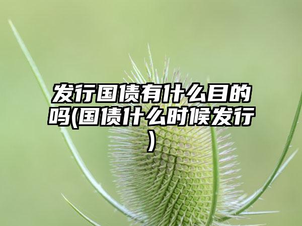 发行国债有什么目的吗(国债什么时候发行)