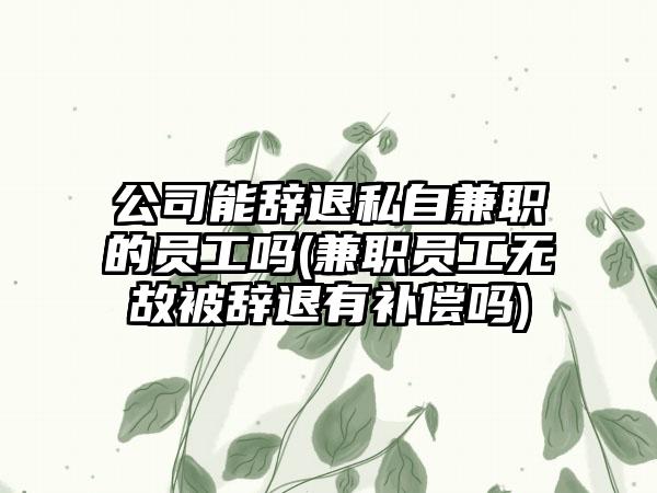 公司能辞退私自兼职的员工吗(兼职员工无故被辞退有补偿吗)