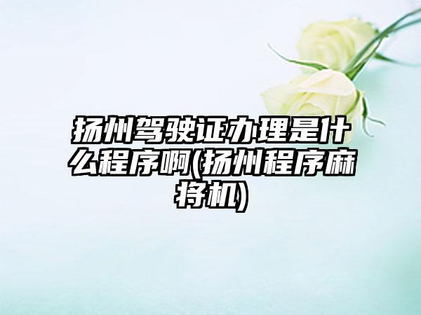 扬州驾驶证办理是什么程序啊(扬州程序麻将机)
