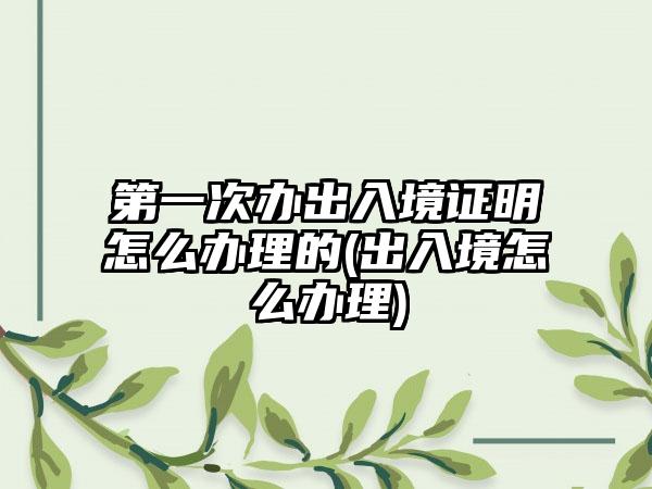 第一次办出入境证明怎么办理的(出入境怎么办理)