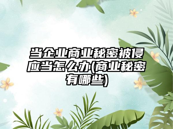 当企业商业秘密被侵应当怎么办(商业秘密有哪些)