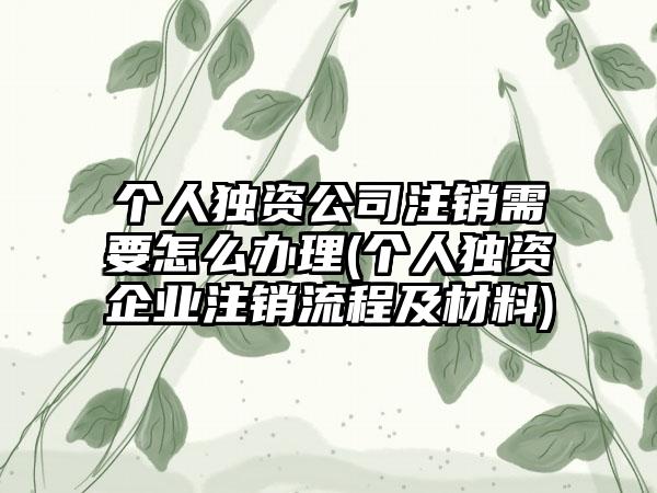 个人独资公司注销需要怎么办理(个人独资企业注销流程及材料)