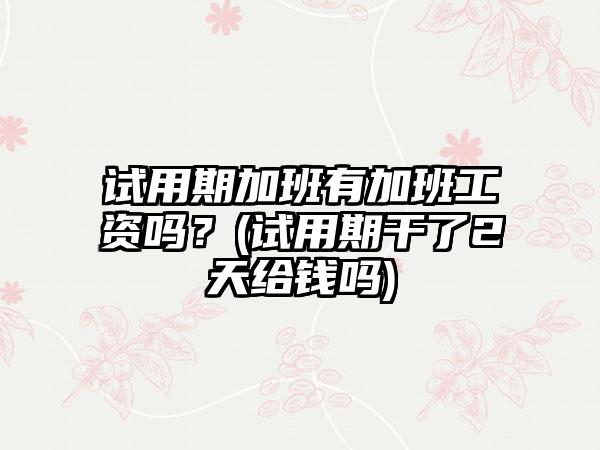 试用期加班有加班工资吗？(试用期干了2天给钱吗)