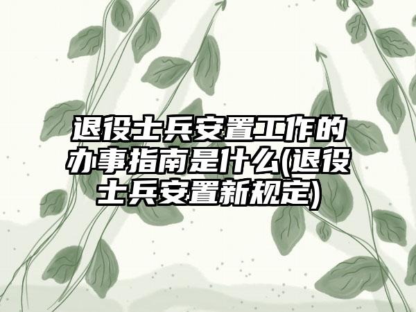 退役士兵安置工作的办事指南是什么(退役士兵安置新规定)