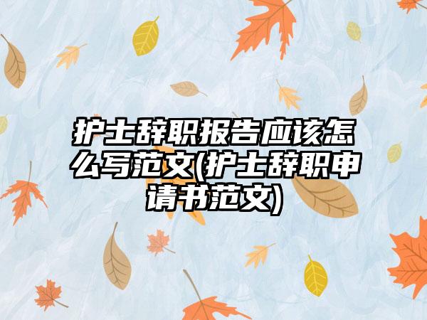 护士辞职报告应该怎么写范文(护士辞职申请书范文)