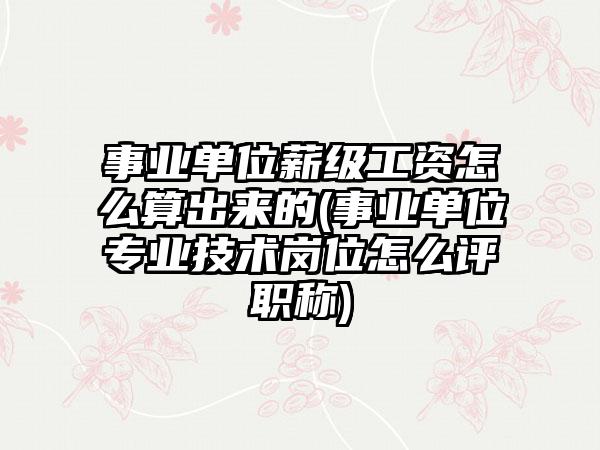 事业单位薪级工资怎么算出来的(事业单位专业技术岗位怎么评职称)