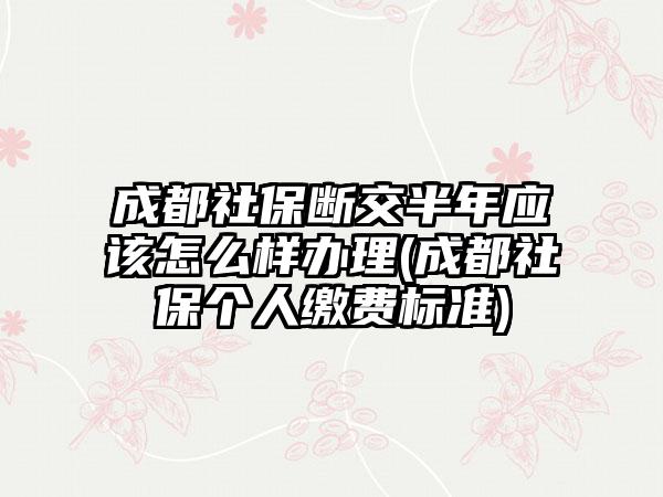 成都社保断交半年应该怎么样办理(成都社保个人缴费标准)
