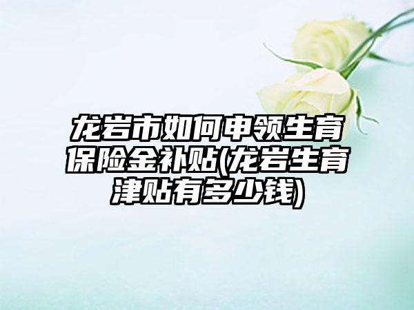龙岩市如何申领生育保险金补贴(龙岩生育津贴有多少钱)