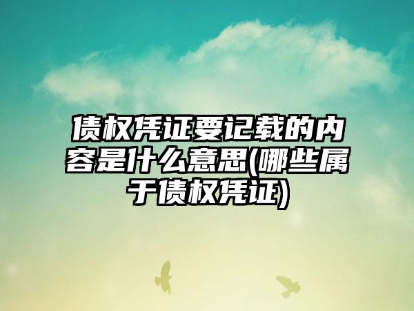 债权凭证要记载的内容是什么意思(哪些属于债权凭证)