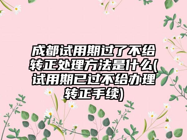 成都试用期过了不给转正处理方法是什么(试用期已过不给办理转正手续)