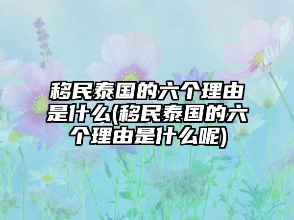 移民泰国的六个理由是什么(移民泰国的六个理由是什么呢)