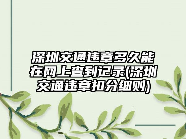深圳交通违章多久能在网上查到记录(深圳交通违章扣分细则)