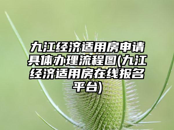 九江经济适用房申请具体办理流程图(九江经济适用房在线报名平台)