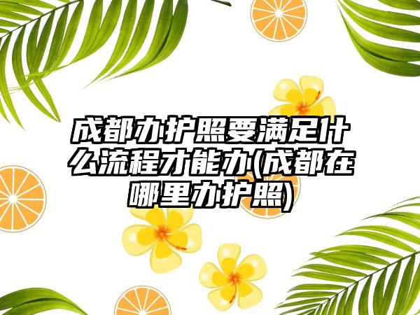 成都办护照要满足什么流程才能办(成都在哪里办护照)