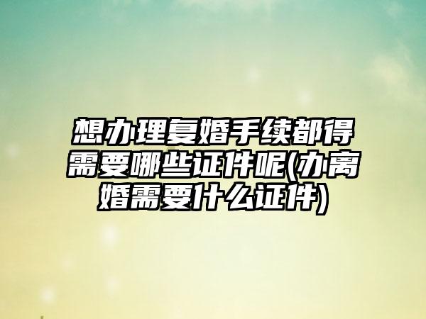 想办理复婚手续都得需要哪些证件呢(办离婚需要什么证件)