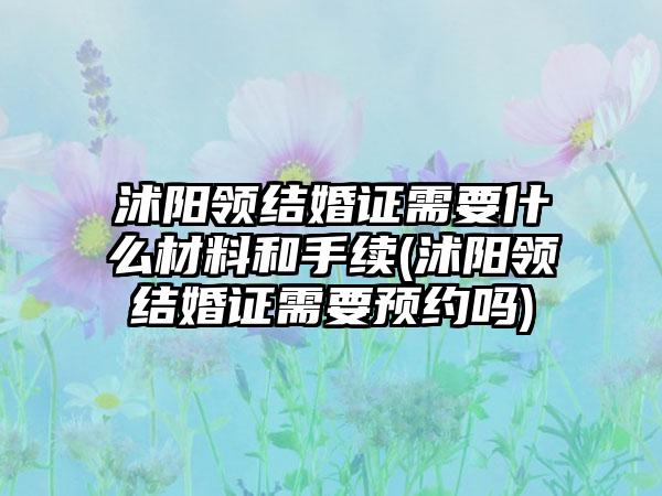 沭阳领结婚证需要什么材料和手续(沭阳领结婚证需要预约吗)