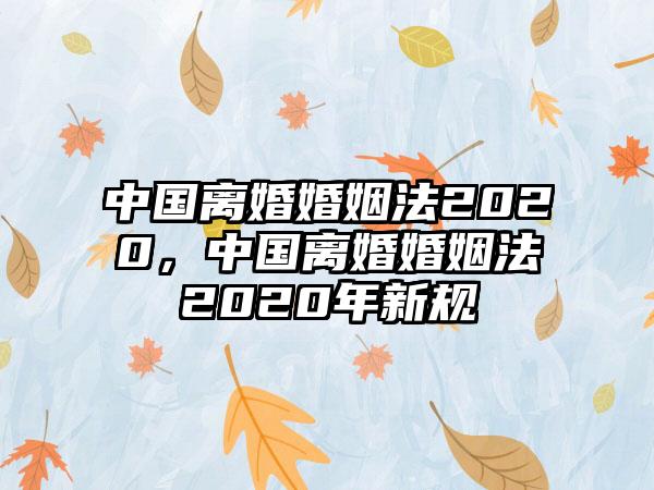 中国离婚婚姻法2020，中国离婚婚姻法2020年新规