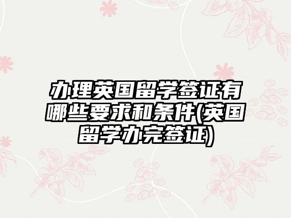 办理英国留学签证有哪些要求和条件(英国留学办完签证)