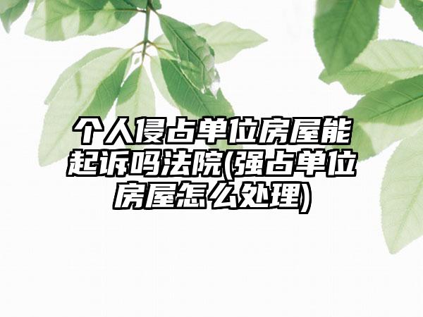 个人侵占单位房屋能起诉吗法院(强占单位房屋怎么处理)