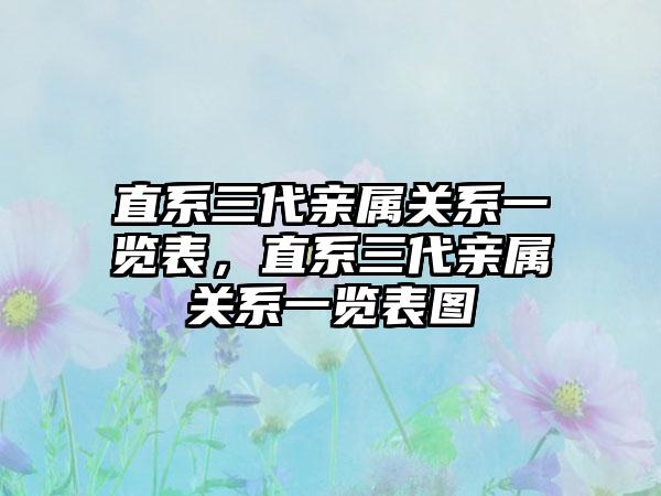 直系三代亲属关系一览表,直系三代亲属关系一览表图