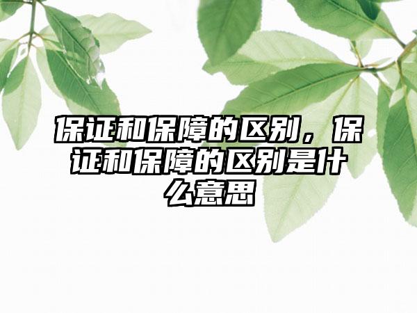 保证和保障的区别，保证和保障的区别是什么意思