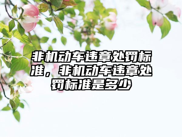 非机动车违章处罚标准，非机动车违章处罚标准是多少