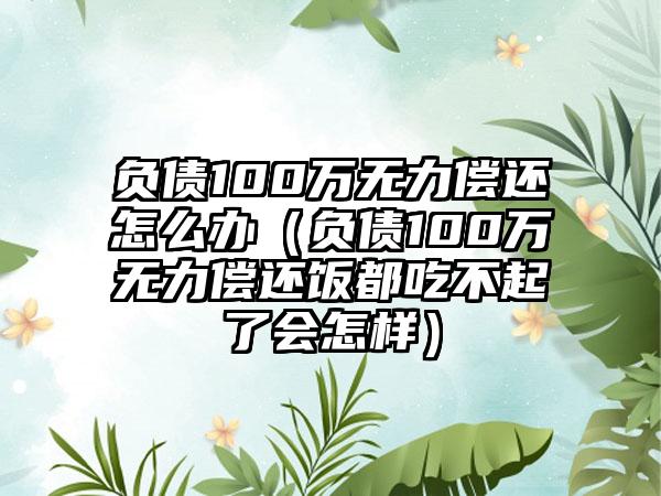 负债100万无力偿还怎么办（负债100万无力偿还饭都吃不起了会怎样）