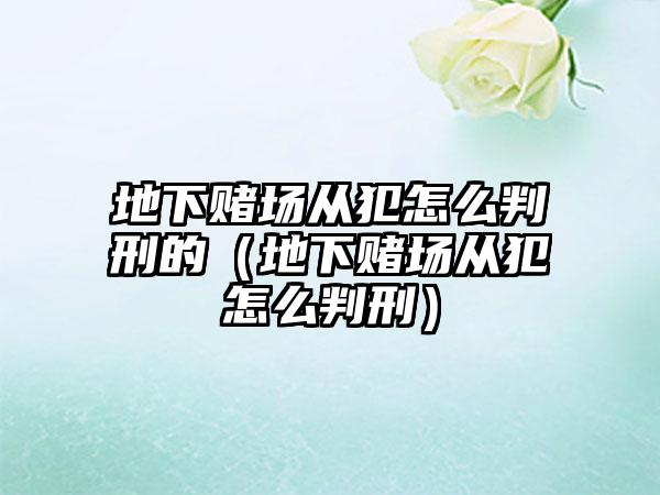 地下赌场从犯怎么判刑的(地下赌场从犯怎么判刑)