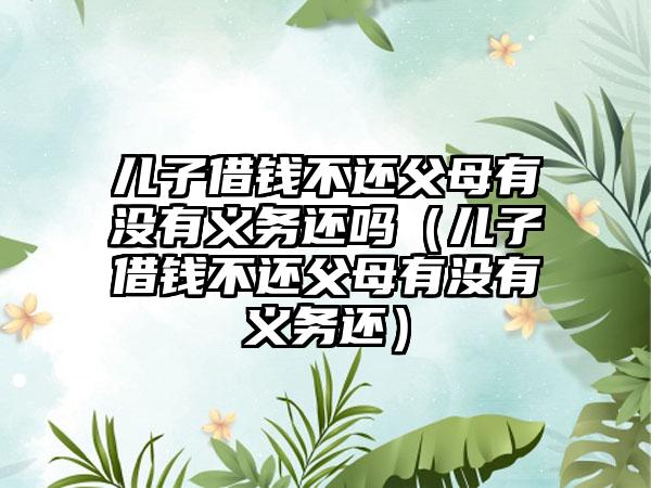 儿子借钱不还父母有没有义务还吗（儿子借钱不还父母有没有义务还）