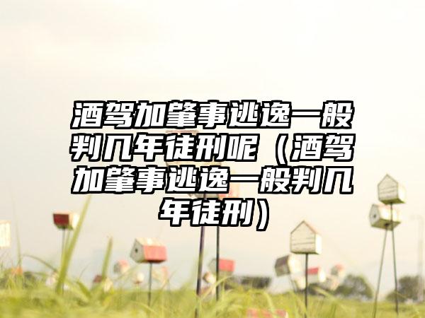 酒驾加肇事逃逸一般判几年徒刑呢（酒驾加肇事逃逸一般判几年徒刑）