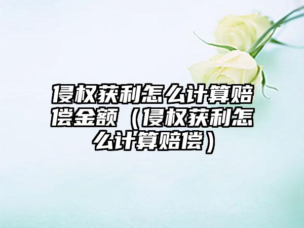 侵权获利怎么计算赔偿金额（侵权获利怎么计算赔偿）