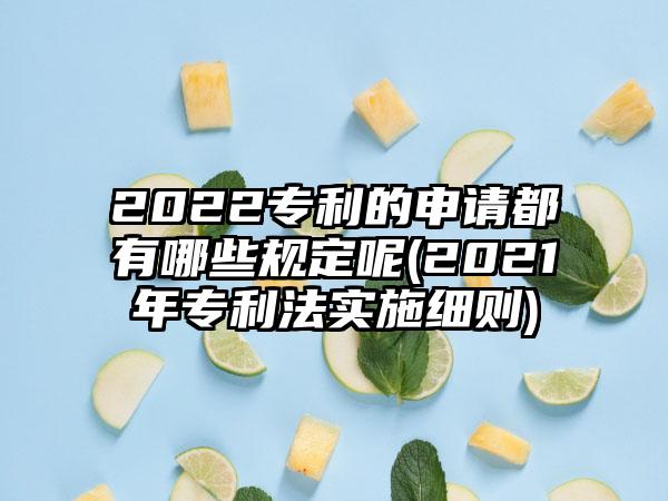 2022专利的申请都有哪些规定呢(2021年专利法实施细则)